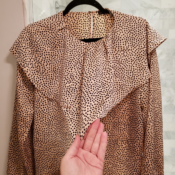 Silky blush dot asymmetric layer Zara Basic Blouse - Picture 5 of 5